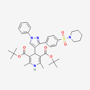 molecular formula C37H46N4O6S B11619916 DI(Tert-butyl) 2,6-dimethyl-4-{1-phenyl-3-[4-(1-piperidinylsulfonyl)phenyl]-1H-pyrazol-4-YL}-1,4-dihydro-3,5-pyridinedicarboxylate 