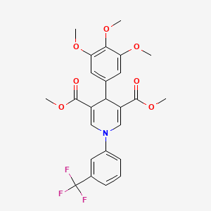 molecular formula C25H24F3NO7 B11619917 Dimethyl 1-[3-(trifluoromethyl)phenyl]-4-(3,4,5-trimethoxyphenyl)-1,4-dihydropyridine-3,5-dicarboxylate 