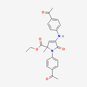molecular formula C24H24N2O5 B11619945 ethyl 1-(4-acetylphenyl)-4-[(4-acetylphenyl)amino]-2-methyl-5-oxo-2,5-dihydro-1H-pyrrole-2-carboxylate 