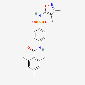 molecular formula C21H23N3O4S B11620055 N-{4-[(3,4-dimethyl-1,2-oxazol-5-yl)sulfamoyl]phenyl}-2,4,6-trimethylbenzamide 