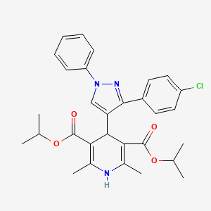 molecular formula C30H32ClN3O4 B11620065 Diisopropyl 4-[3-(4-chlorophenyl)-1-phenyl-1H-pyrazol-4-YL]-2,6-dimethyl-1,4-dihydro-3,5-pyridinedicarboxylate 