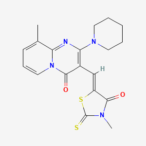 molecular formula C19H20N4O2S2 B11620089 3-Methyl-5-[(9-methyl-4-oxo-2-piperidyl(5-hydropyridino[1,2-a]pyrimidin-3-yl)) methylene]-2-thioxo-1,3-thiazolidin-4-one 