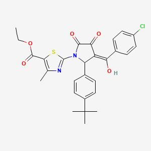 molecular formula C28H27ClN2O5S B11620112 ethyl 2-{2-(4-tert-butylphenyl)-3-[(4-chlorophenyl)carbonyl]-4-hydroxy-5-oxo-2,5-dihydro-1H-pyrrol-1-yl}-4-methyl-1,3-thiazole-5-carboxylate 