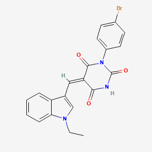 molecular formula C21H16BrN3O3 B11620218 (5E)-1-(4-bromophenyl)-5-[(1-ethyl-1H-indol-3-yl)methylidene]pyrimidine-2,4,6(1H,3H,5H)-trione 
