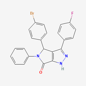 molecular formula C23H15BrFN3O B11620294 4-(4-bromophenyl)-3-(4-fluorophenyl)-5-phenyl-4,5-dihydropyrrolo[3,4-c]pyrazol-6(2H)-one 