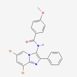 molecular formula C21H15Br2N3O2 B11620309 N-(6,8-dibromo-2-phenylimidazo[1,2-a]pyridin-3-yl)-4-methoxybenzamide 
