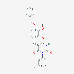 molecular formula C25H19BrN2O5 B11620331 (5E)-5-[4-(benzyloxy)-3-methoxybenzylidene]-1-(3-bromophenyl)pyrimidine-2,4,6(1H,3H,5H)-trione 