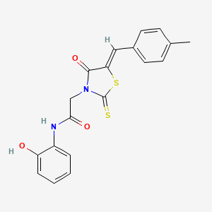 molecular formula C19H16N2O3S2 B11620332 N-(2-hydroxyphenyl)-2-[(5Z)-5-[(4-methylphenyl)methylidene]-4-oxo-2-sulfanylidene-1,3-thiazolidin-3-yl]acetamide 