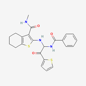 molecular formula C23H23N3O3S2 B11620436 N-methyl-2-({2-oxo-1-[(phenylcarbonyl)amino]-2-(thiophen-2-yl)ethyl}amino)-4,5,6,7-tetrahydro-1-benzothiophene-3-carboxamide 