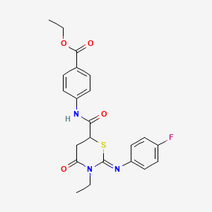 molecular formula C22H22FN3O4S B11620599 ethyl 4-[({(2Z)-3-ethyl-2-[(4-fluorophenyl)imino]-4-oxo-1,3-thiazinan-6-yl}carbonyl)amino]benzoate 