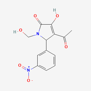 molecular formula C13H12N2O6 B11620723 (4Z)-4-(1-hydroxyethylidene)-1-(hydroxymethyl)-5-(3-nitrophenyl)pyrrolidine-2,3-dione 