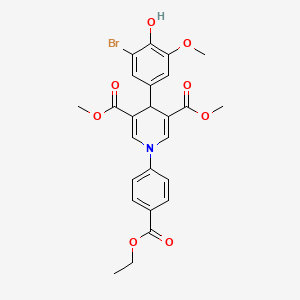 molecular formula C25H24BrNO8 B11620805 Dimethyl 4-(3-bromo-4-hydroxy-5-methoxyphenyl)-1-[4-(ethoxycarbonyl)phenyl]-1,4-dihydropyridine-3,5-dicarboxylate 