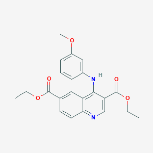 molecular formula C22H22N2O5 B11620864 Diethyl 4-[(3-methoxyphenyl)amino]quinoline-3,6-dicarboxylate 