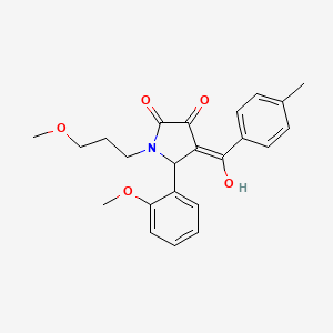 molecular formula C23H25NO5 B11620949 (4E)-4-[hydroxy(4-methylphenyl)methylidene]-5-(2-methoxyphenyl)-1-(3-methoxypropyl)pyrrolidine-2,3-dione 