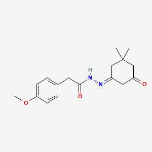 molecular formula C17H22N2O3 B11621003 N'-[(1E)-3,3-dimethyl-5-oxocyclohexylidene]-2-(4-methoxyphenyl)acetohydrazide 