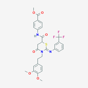 molecular formula C30H28F3N3O6S B11621112 methyl 4-({[(2Z)-3-[2-(3,4-dimethoxyphenyl)ethyl]-4-oxo-2-{[3-(trifluoromethyl)phenyl]imino}-1,3-thiazinan-6-yl]carbonyl}amino)benzoate 