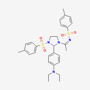 molecular formula C29H36N4O4S2 B11621124 N-[(1Z)-1-{2-[4-(diethylamino)phenyl]-3-[(4-methylphenyl)sulfonyl]imidazolidin-1-yl}ethylidene]-4-methylbenzenesulfonamide 