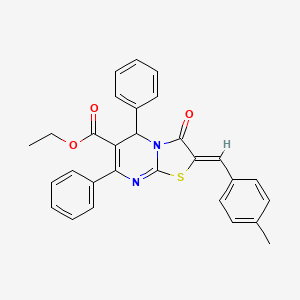molecular formula C29H24N2O3S B11621143 ethyl (2Z)-2-(4-methylbenzylidene)-3-oxo-5,7-diphenyl-2,3-dihydro-5H-[1,3]thiazolo[3,2-a]pyrimidine-6-carboxylate 