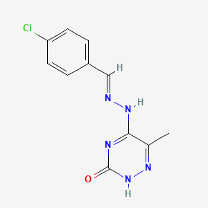 molecular formula C11H10ClN5O B11621157 5-[(2E)-2-(4-chlorobenzylidene)hydrazinyl]-6-methyl-1,2,4-triazin-3-ol 