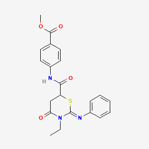 molecular formula C21H21N3O4S B11621321 methyl 4-({[(2Z)-3-ethyl-4-oxo-2-(phenylimino)-1,3-thiazinan-6-yl]carbonyl}amino)benzoate 