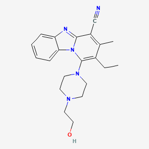 molecular formula C21H25N5O B11621380 2-Ethyl-1-[4-(2-hydroxyethyl)piperazin-1-yl]-3-methylpyrido[1,2-a]benzimidazole-4-carbonitrile 