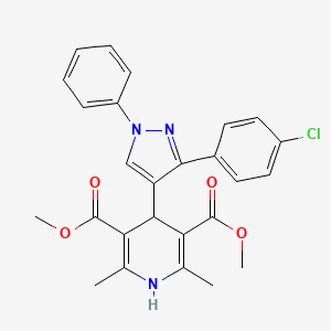 molecular formula C26H24ClN3O4 B11621412 dimethyl 4-[3-(4-chlorophenyl)-1-phenyl-1H-pyrazol-4-yl]-2,6-dimethyl-1,4-dihydropyridine-3,5-dicarboxylate 