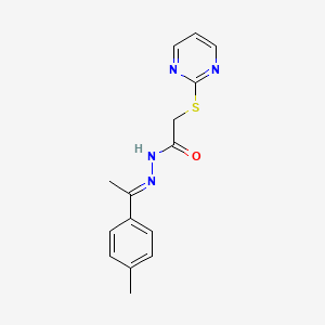 molecular formula C15H16N4OS B11621465 N'-[(1E)-1-(4-methylphenyl)ethylidene]-2-(pyrimidin-2-ylsulfanyl)acetohydrazide 