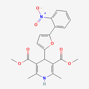 molecular formula C21H20N2O7 B11621535 Dimethyl 2,6-dimethyl-4-[5-(2-nitrophenyl)furan-2-yl]-1,4-dihydropyridine-3,5-dicarboxylate 