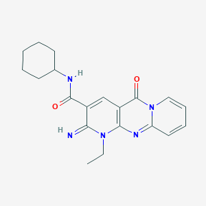 molecular formula C20H23N5O2 B11621558 N-cyclohexyl-7-ethyl-6-imino-2-oxo-1,7,9-triazatricyclo[8.4.0.03,8]tetradeca-3(8),4,9,11,13-pentaene-5-carboxamide CAS No. 510762-04-6