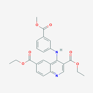 molecular formula C23H22N2O6 B11621588 Diethyl 4-{[3-(methoxycarbonyl)phenyl]amino}quinoline-3,6-dicarboxylate 