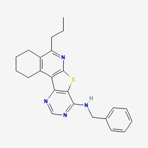 molecular formula C23H24N4S B11621623 N-benzyl-8-propyl-11-thia-9,14,16-triazatetracyclo[8.7.0.02,7.012,17]heptadeca-1,7,9,12,14,16-hexaen-13-amine 