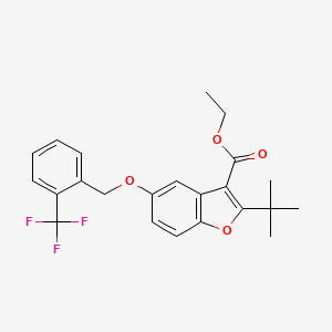 molecular formula C23H23F3O4 B11621663 Ethyl 2-tert-butyl-5-{[2-(trifluoromethyl)benzyl]oxy}-1-benzofuran-3-carboxylate 