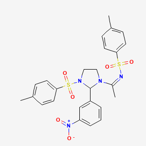 molecular formula C25H26N4O6S2 B11621719 4-methyl-N-[(1Z)-1-{3-[(4-methylphenyl)sulfonyl]-2-(3-nitrophenyl)imidazolidin-1-yl}ethylidene]benzenesulfonamide 