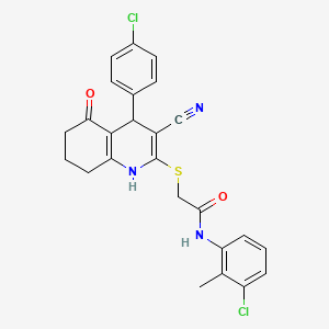 molecular formula C25H21Cl2N3O2S B11621735 N-(3-chloro-2-methylphenyl)-2-{[4-(4-chlorophenyl)-3-cyano-5-oxo-1,4,5,6,7,8-hexahydroquinolin-2-yl]sulfanyl}acetamide 