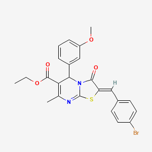 molecular formula C24H21BrN2O4S B11621749 ethyl (2Z)-2-(4-bromobenzylidene)-5-(3-methoxyphenyl)-7-methyl-3-oxo-2,3-dihydro-5H-[1,3]thiazolo[3,2-a]pyrimidine-6-carboxylate 