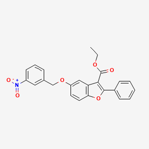 molecular formula C24H19NO6 B11621779 Ethyl 5-[(3-nitrophenyl)methoxy]-2-phenyl-1-benzofuran-3-carboxylate 