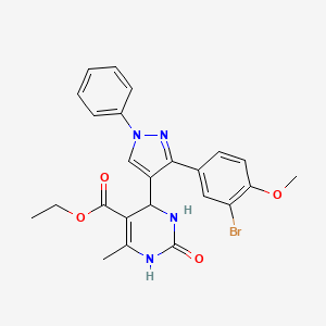molecular formula C24H23BrN4O4 B11621806 ethyl 4-[3-(3-bromo-4-methoxyphenyl)-1-phenyl-1H-pyrazol-4-yl]-6-methyl-2-oxo-1,2,3,4-tetrahydropyrimidine-5-carboxylate 