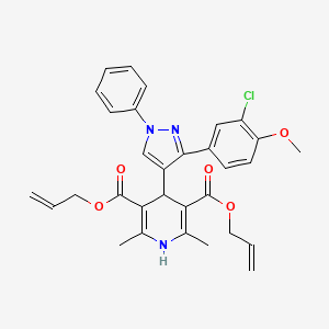 molecular formula C31H30ClN3O5 B11621855 diallyl 4-[3-(3-chloro-4-methoxyphenyl)-1-phenyl-1H-pyrazol-4-yl]-2,6-dimethyl-1,4-dihydro-3,5-pyridinedicarboxylate 