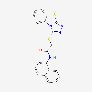 molecular formula C20H14N4OS2 B11621877 N-(1-naphthyl)-2-([1,2,4]triazolo[3,4-b][1,3]benzothiazol-3-ylthio)acetamide 