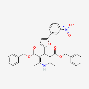 molecular formula C33H28N2O7 B11623216 Dibenzyl 2,6-dimethyl-4-(5-(3-nitrophenyl)furan-2-yl)-1,4-dihydropyridine-3,5-dicarboxylate CAS No. 421580-74-7
