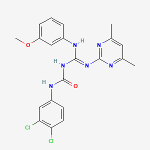 molecular formula C21H20Cl2N6O2 B11623260 1-(3,4-dichlorophenyl)-3-{(Z)-[(4,6-dimethylpyrimidin-2-yl)amino][(3-methoxyphenyl)amino]methylidene}urea 