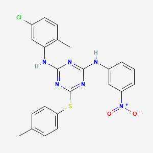 molecular formula C23H19ClN6O2S B11623262 N-(5-chloro-2-methylphenyl)-6-[(4-methylphenyl)sulfanyl]-N'-(3-nitrophenyl)-1,3,5-triazine-2,4-diamine 