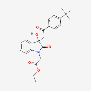 molecular formula C24H27NO5 B11623292 ethyl {3-[2-(4-tert-butylphenyl)-2-oxoethyl]-3-hydroxy-2-oxo-2,3-dihydro-1H-indol-1-yl}acetate 