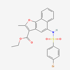 molecular formula C22H18BrNO5S B11623317 Ethyl 5-(4-bromobenzenesulfonamido)-2-methylnaphtho[1,2-b]furan-3-carboxylate 