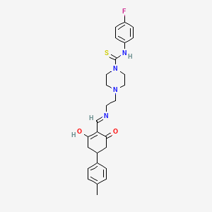molecular formula C27H31FN4O2S B11623482 N-(4-fluorophenyl)-4-[2-({[4-(4-methylphenyl)-2,6-dioxocyclohexylidene]methyl}amino)ethyl]piperazine-1-carbothioamide 