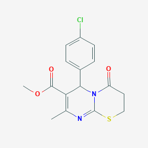 molecular formula C16H15ClN2O3S B11623519 methyl 6-(4-chlorophenyl)-8-methyl-4-oxo-3,4-dihydro-2H,6H-pyrimido[2,1-b][1,3]thiazine-7-carboxylate CAS No. 300770-15-4