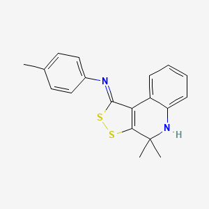 molecular formula C19H18N2S2 B11623597 N-[(1Z)-4,4-dimethyl-4,5-dihydro-1H-[1,2]dithiolo[3,4-c]quinolin-1-ylidene]-4-methylaniline 