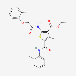 molecular formula C25H26N2O5S B11623601 Ethyl 4-methyl-2-[2-(2-methylphenoxy)acetamido]-5-[(2-methylphenyl)carbamoyl]thiophene-3-carboxylate CAS No. 303092-59-3