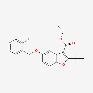molecular formula C22H23FO4 B11623645 Ethyl 2-tert-butyl-5-[(2-fluorophenyl)methoxy]-1-benzofuran-3-carboxylate 