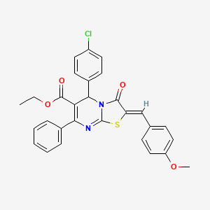 molecular formula C29H23ClN2O4S B11623672 ethyl (2Z)-5-(4-chlorophenyl)-2-(4-methoxybenzylidene)-3-oxo-7-phenyl-2,3-dihydro-5H-[1,3]thiazolo[3,2-a]pyrimidine-6-carboxylate 